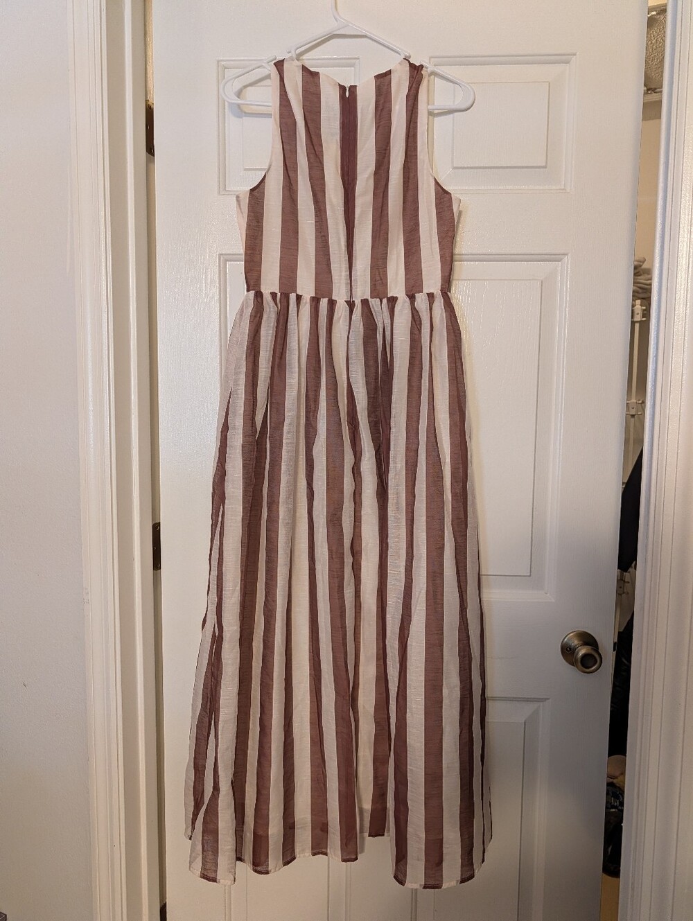 Commense Cream and Brown Vertical-Stripe Maxi Dress - Picture 7 of 10